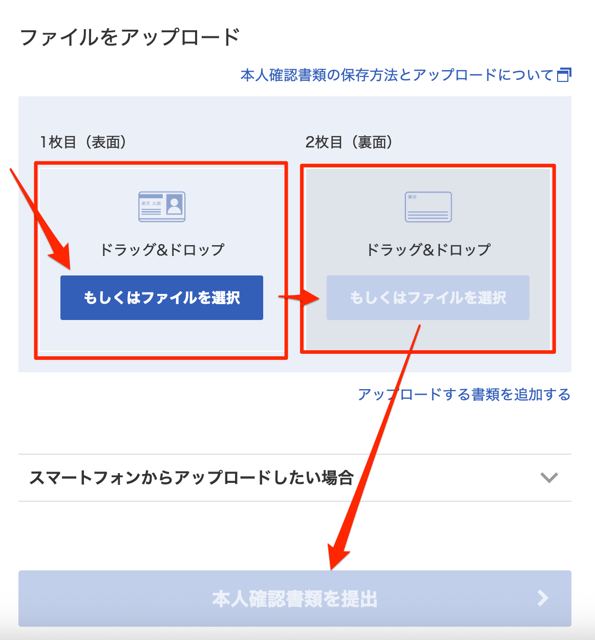 楽天証券 口座開設 本人確認アップロード