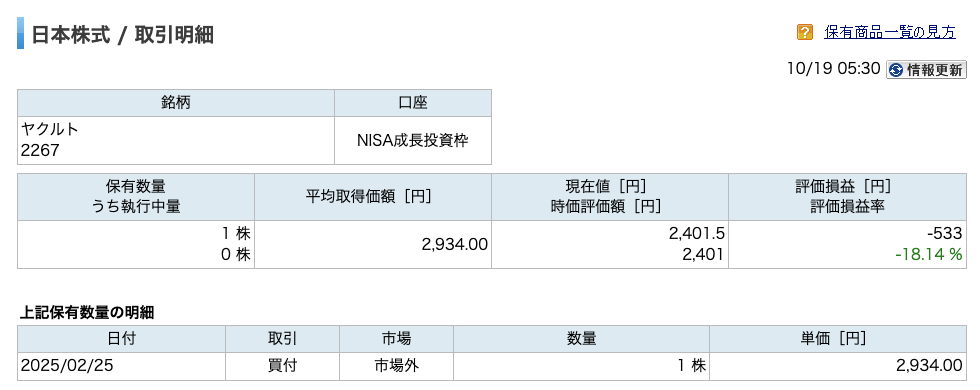 ヤクルト ポイント投資で購入